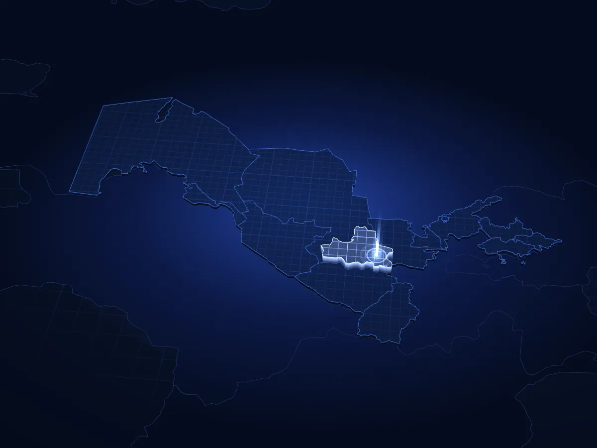 Chupon Ota 220 kV substation expansion and 220 kV line on a 3D map of Uzbekistan