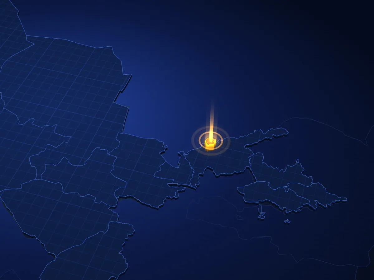 Power supply for the main fountain of New Tashkent on a 3D map of Uzbekistan