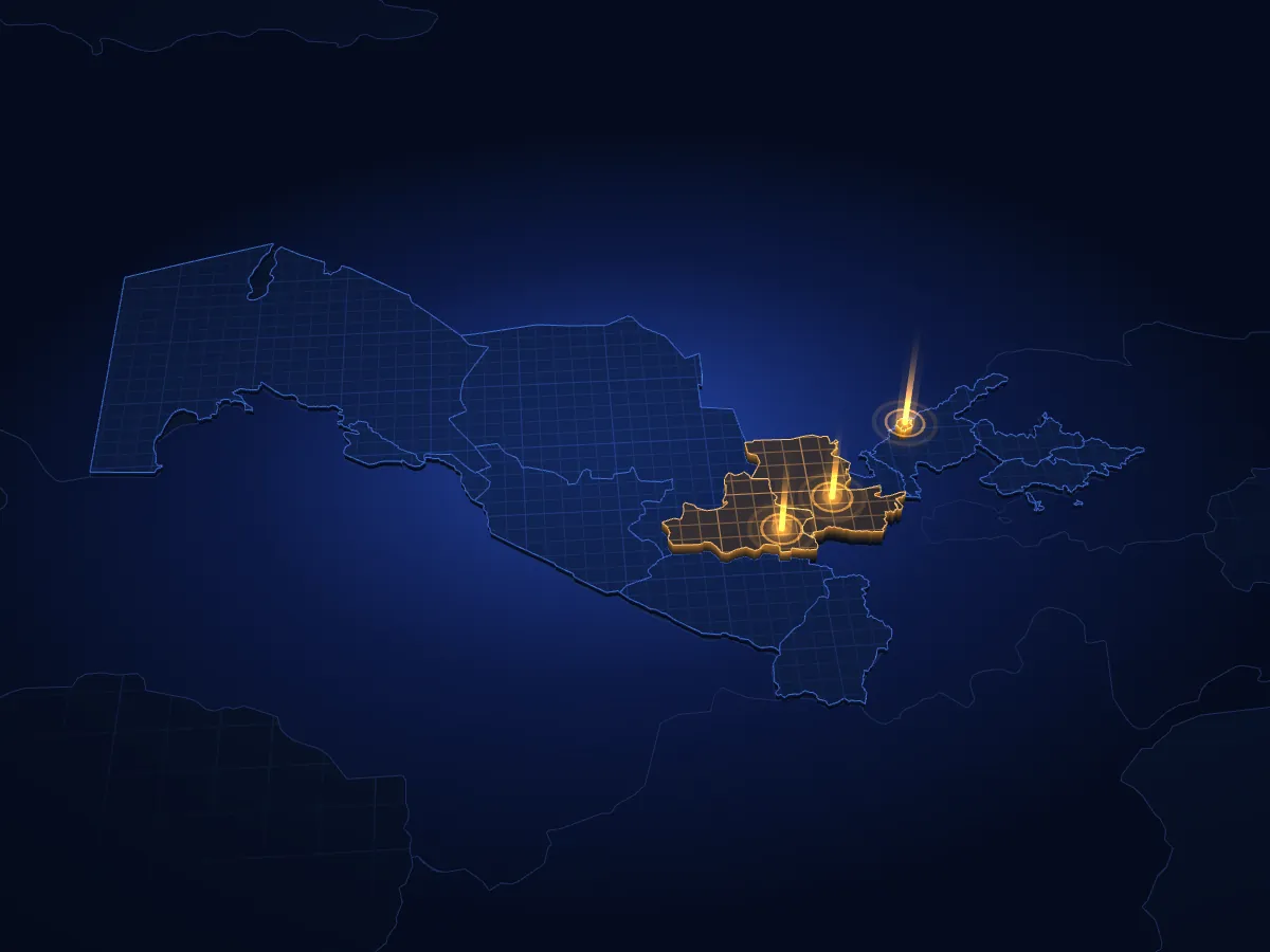 Power engineering design and equipment supply on a 3D map of Uzbekistan