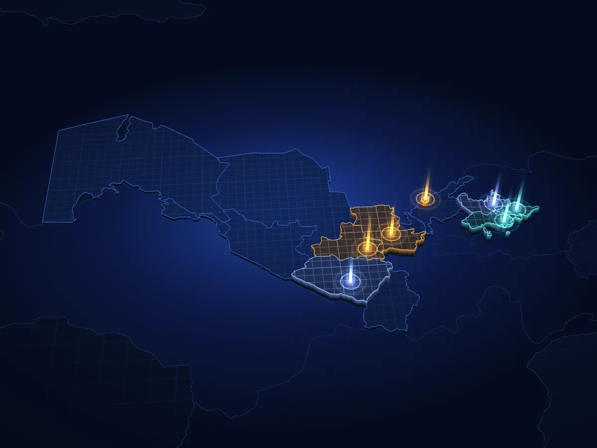 Power line construction up to 500 kV: overhead and cable lines on a 3D map of Uzbekistan